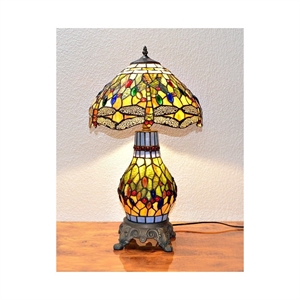 Tiffany bordlampe DK63 Svampe formet lys i fod - Se Tiffany lamper